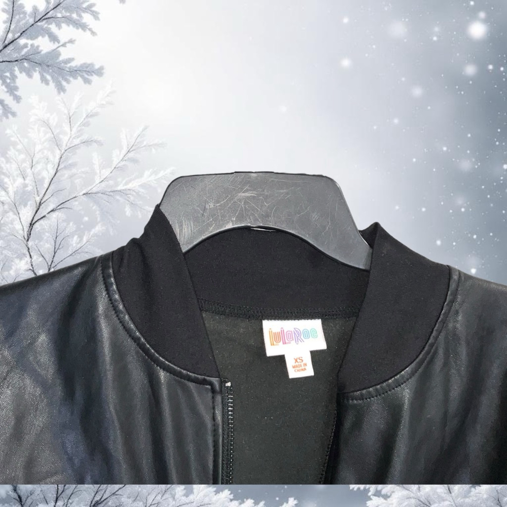 Lularoe Black Zip Lightweight Polyester Faux Leat… - image 4